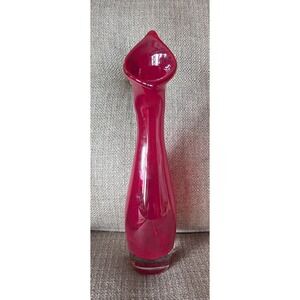 Vintage Krosno Poland Hand Blown Art Glass Vase Cranberry Tall